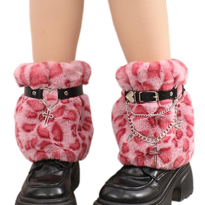 Women Furs Leg Warmer Party Costumes Winter Furry Long Boot Cuffs Fuzzy Shoe Cover Holiday Festival Performances Play