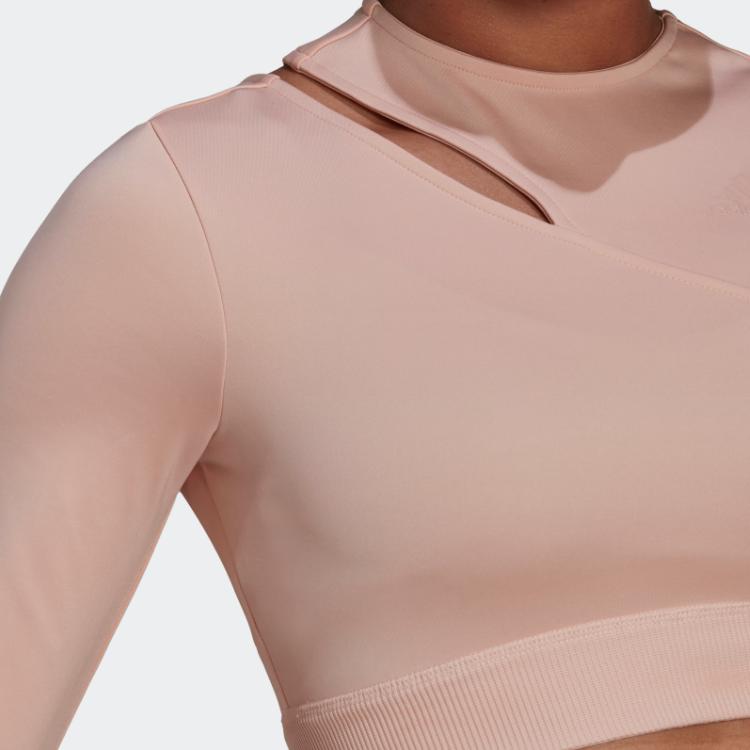 Adidas Сплошной цвет, спортивная футболка с длинным рукавом для фитнеса, женские топы, розовый HM3181