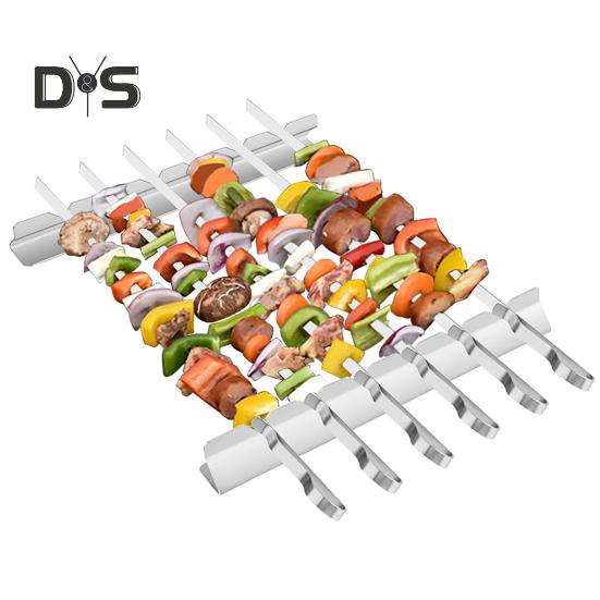 2 шт. держатель для шампуров V-образный, 6 слотов, пищевая многофункциональная посуда, многоразовый гриль для барбекю, шашлыки, стойки для шашлыков, набор аксессуаров для барбекю