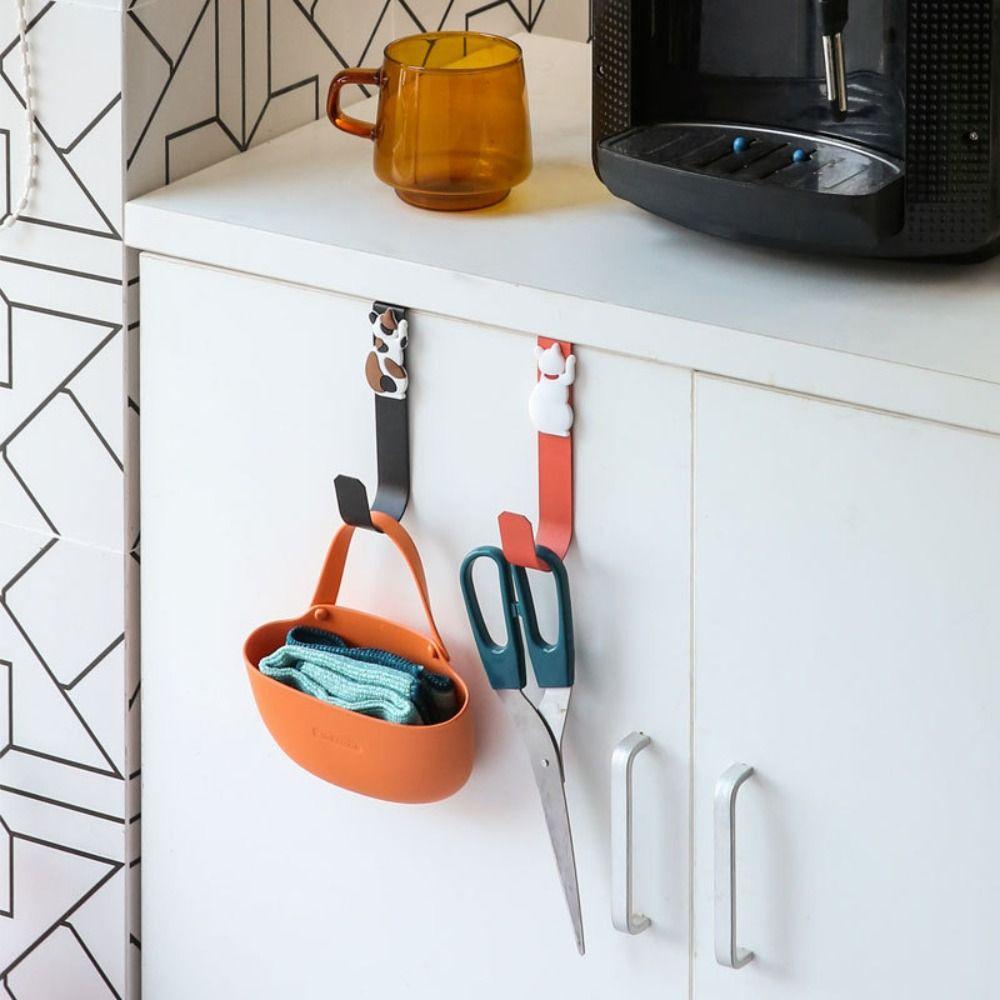 Stainless Steel Cat Kitchen Cabinet Door Cat Shape Cat Storage Hook Drawer Robe Hanger Office