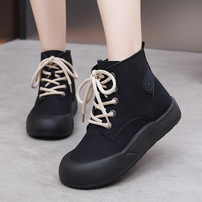 Женские зимние ботинки в корейском стиле с флисовой подкладкой, универсальные зимние теплые ботинки на шнуровке с толстой подошвой из хлопка, модные короткие ботинки для активного отдыха