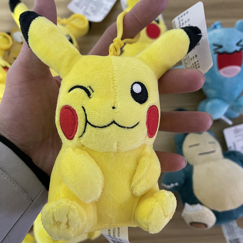 Bag Pendant Cute Plush Pikachu Keychain Charmander Squirtle Bulbasaur Snorlax Stuffed Toy Small Doll Gift For Kid