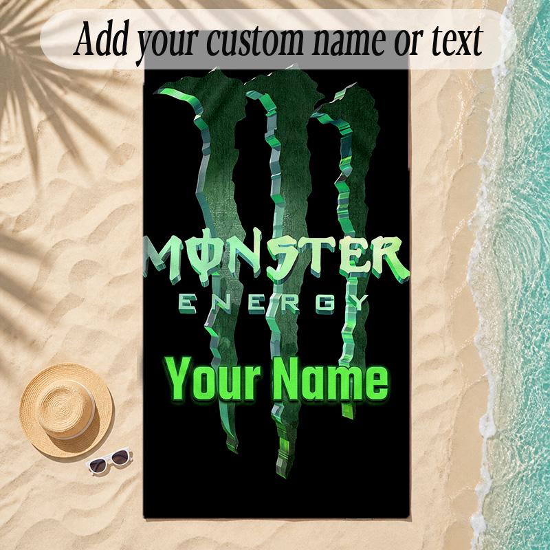 Beach TowelMonster Energy Custom Name Text Personalized Soft Towel for Beach Pool Indoor Home Decor Gift
