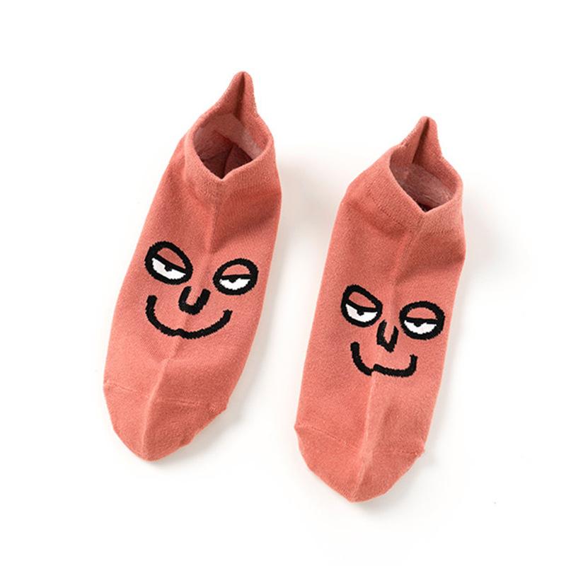Мультяшные носки-след с улыбающимся лицом для весны и лета, тонкие неглубокие носки, модные короткие носки и носки в стиле колледжа