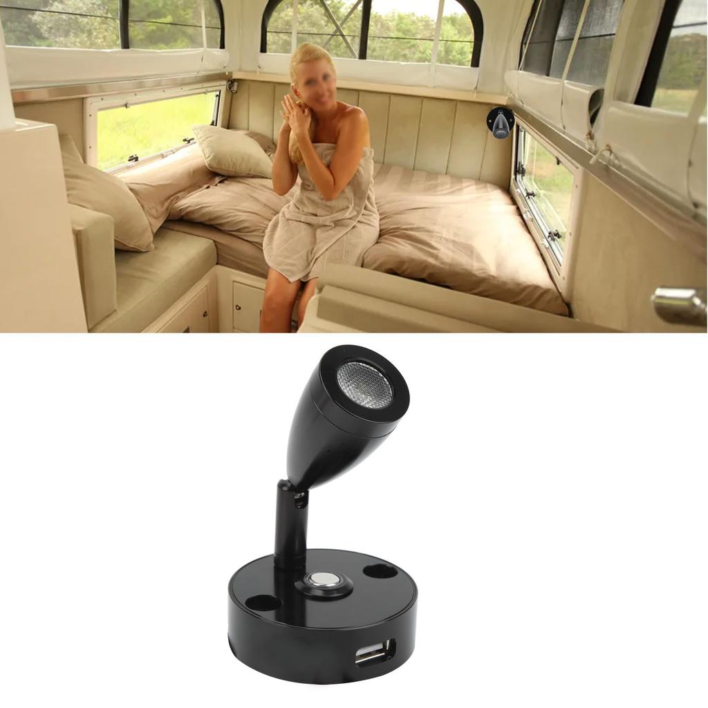 Светодиодный фонарь для RV с сенсорным диммером, 3 цвета освещения, с портом USB-зарядки, 12-24 В, 3 Вт, для кемпинговых прицепов, яхт