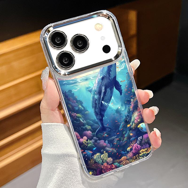 Чехол для iPhone 17 Pro Max Синий Гигантский Кит Морской Узор Мягкий Силиконовый Чехол Для Funda iPhone 16 Pro Max 15 14 13 12 11 17 Air