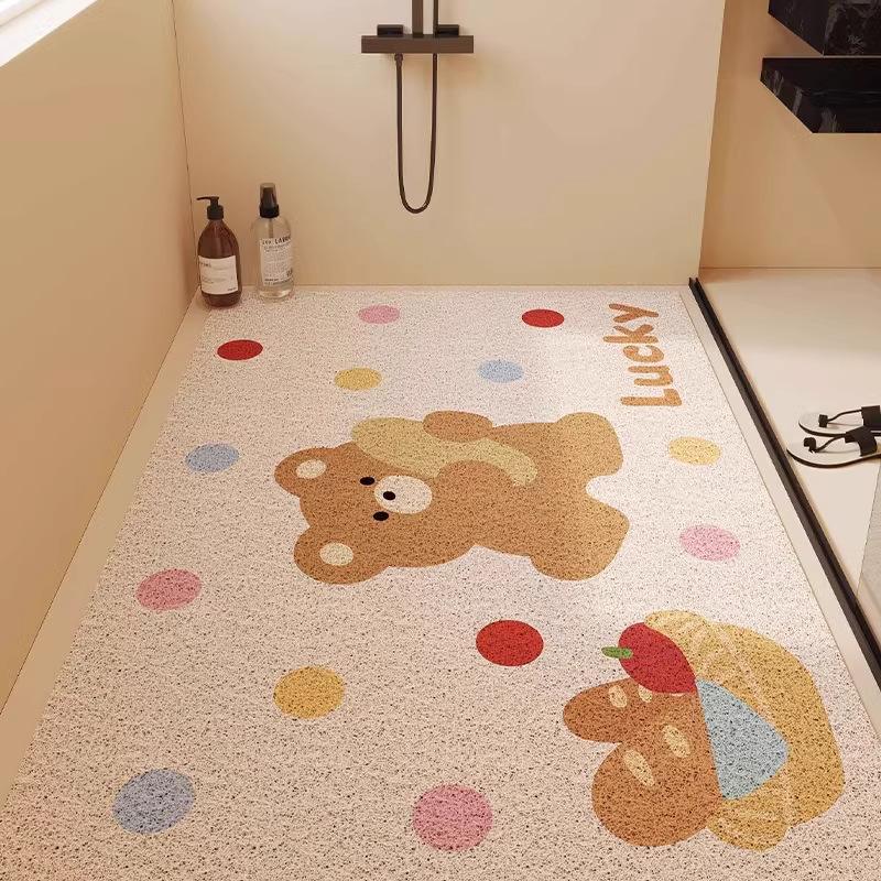 Ванная комната Полый шелковый круг Напольный Можно резать Коврик Нескользящий коврик для пола Душевая комната Ванная комната Туалет Противоскользящий Грязеотталкивающий коврик