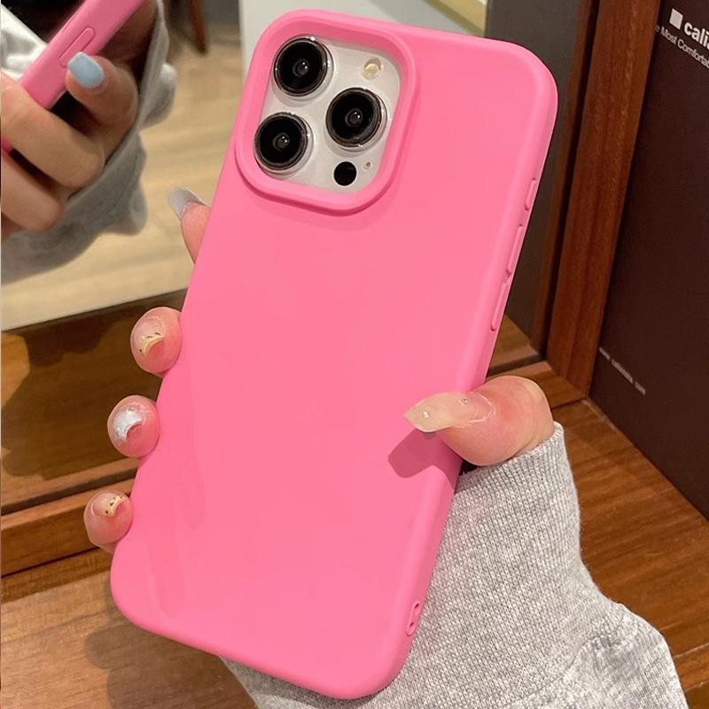 Soft Korean Ins Style Solid Color Suitable for Apple 17pro Max Mobile Phone Case Iphone16 Silicone 15 Soft Sleeve 13