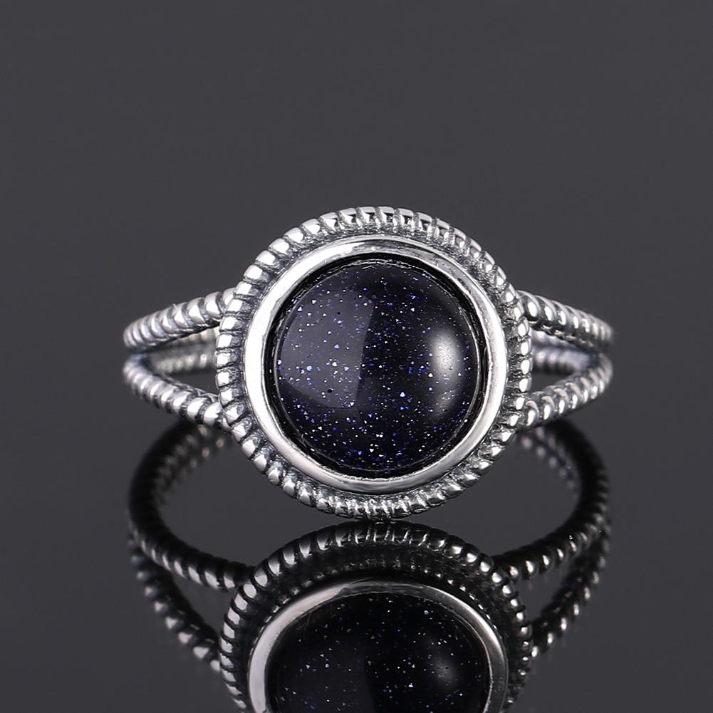 Серебряное кольцо S925 для женщин Овальное Круглое Каплевидное Натуральный Синий Песчаник Кольцо Подарок В форме Солнца Ретро Роскошное Тонкое Ювелирное изделие