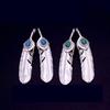 S925 Sterling Silver Tide Jewelry Thai Silver Men and Women Turquoise Feather Pendant Sweater Chain Pendant
