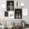 Black Skull Creative Wall Art Moon Kitten Scandinavian Poster Halloween Canvas Painting Wall Living Room Home Decoration