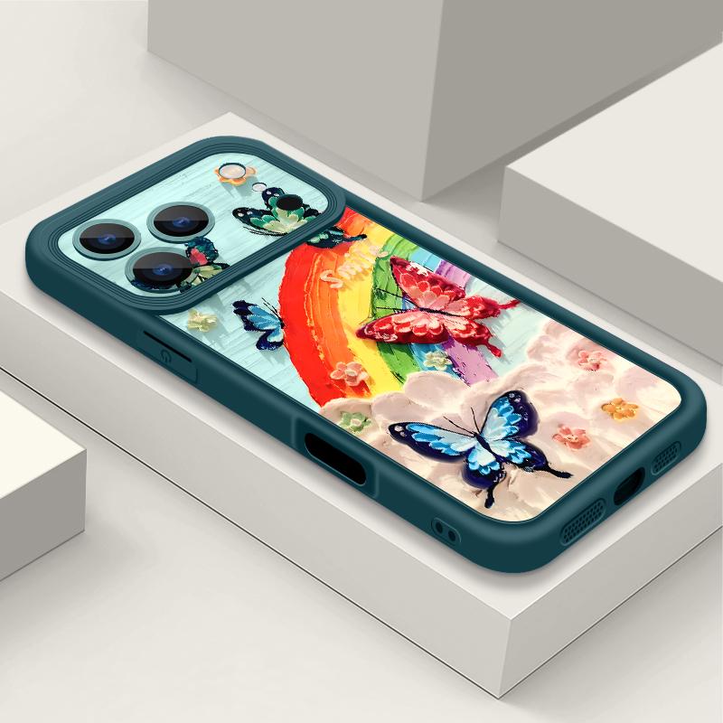 Ударопрочный чехол для телефона iPhone 17 Pro Max Чехол iPhone 16 15 14 13 Pro Max 11 17e 16e Цветной принт с бабочками Мягкий силиконовый бампер