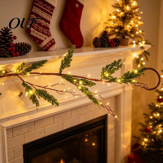Wall Hanging Ivy Vine Christmas Artificial Pine Garland, Real Touch Norfolk Faux Greenery Winter Table Centerpiece Cypress Garland for Mantel