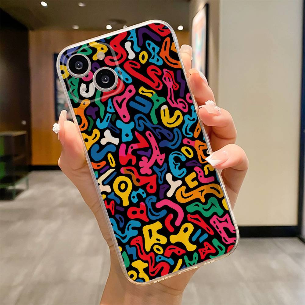 Красочная Граффити Линии Чехол Для Телефона Для iPhone 17 16e 16 15 14 13 12 11mini Pro Max X XR XSMAX 8 7 Air Plus Мягкий Чехол