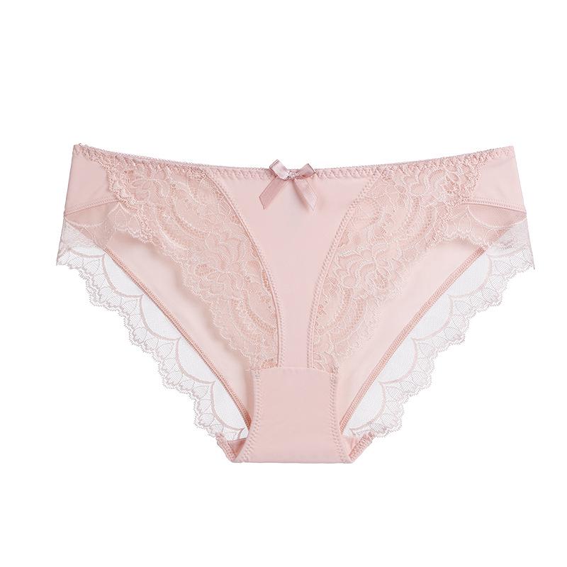 European & American Low-Rise Lace Ice Silk Panties - Women's Sexy Underwear with Cotton Crotch