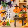 Creative Halloween Decorative Wooden Tabletop Ornament Featuring Spring Bat Pumpkin And Skull Design