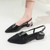 Fashion High Heels Women's Pointed Head Middle Heel Comfortable Bag Head Temperament Rear Empty Thick Heel Sandals Word with Sandals