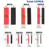 Трубка 2:1 Ассортимент Полиолефиновая трубка Оплетка для автомобильных кабелей Комплект для обмотки проводов 127 шт. Черный Красный Термоусадка