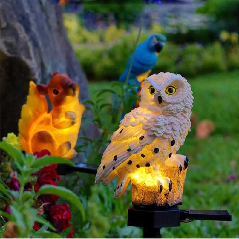 Solar Owl Resin LED Light Outdoor Garden Floor Insertion Light Garden Path Street Light Christmas Day Decorative Atmosphere Light
