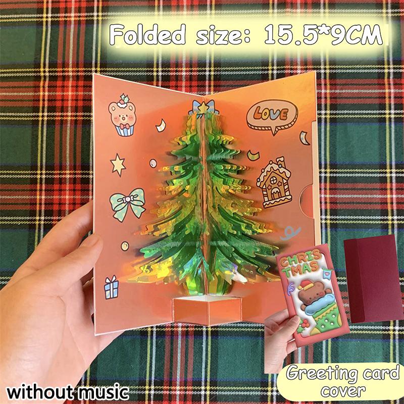 3D Pop Up Рождественская открытка с музыкой Счастливого Рождества Поздравительная открытка Рукописные благословения Пригласительные открытки Подарки на День благодарения
