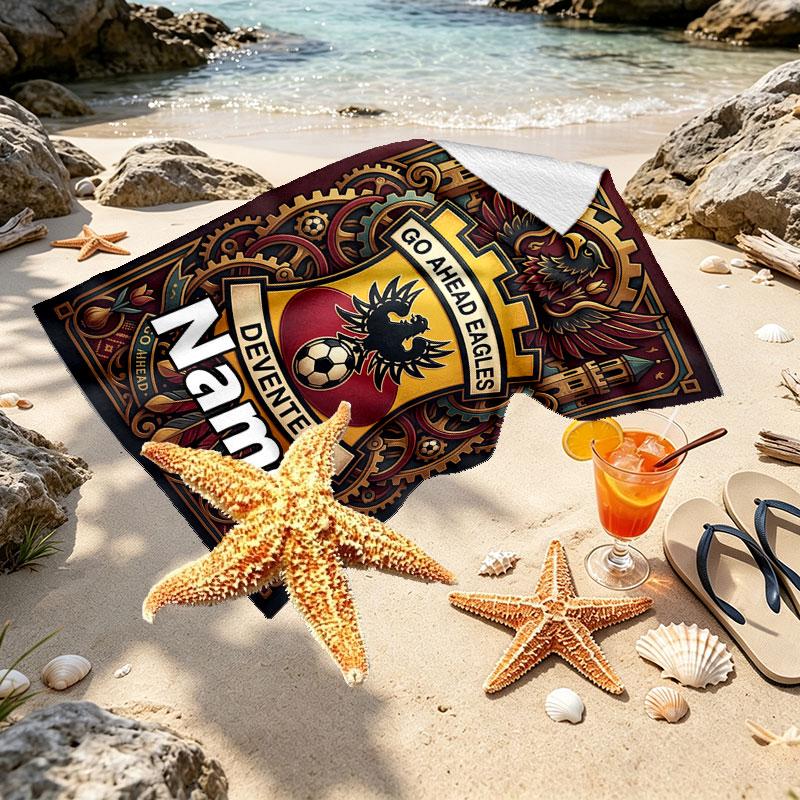 Custom Name Personalized Go Ahead Eagles Print Beach Towel, for Trip Camping Beach Party Home Decor, Birthday Gift for Family & Friends