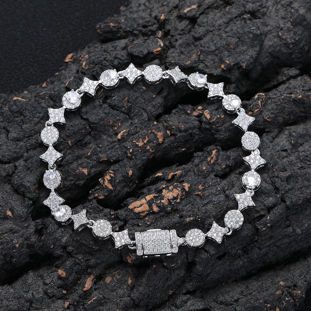 Hip Hop Diamond Layered Wrist Link Bracelet Jewelry Women Men Miami Iced Out Cubic Zirconia Multi Shape Star Tennis Bracelet