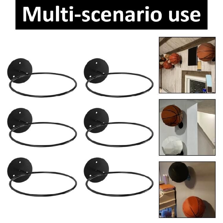 6Pcs Ball Rack for Basketball Soccer Volleyball Wall Storage Display Football