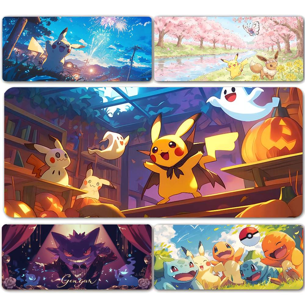 Pokemon Eevee Gaming Mouse Pad Large Desk Mat 2MM Stitched Edge Keyboard Pad Non Slip Rubber Base Office Table Mat