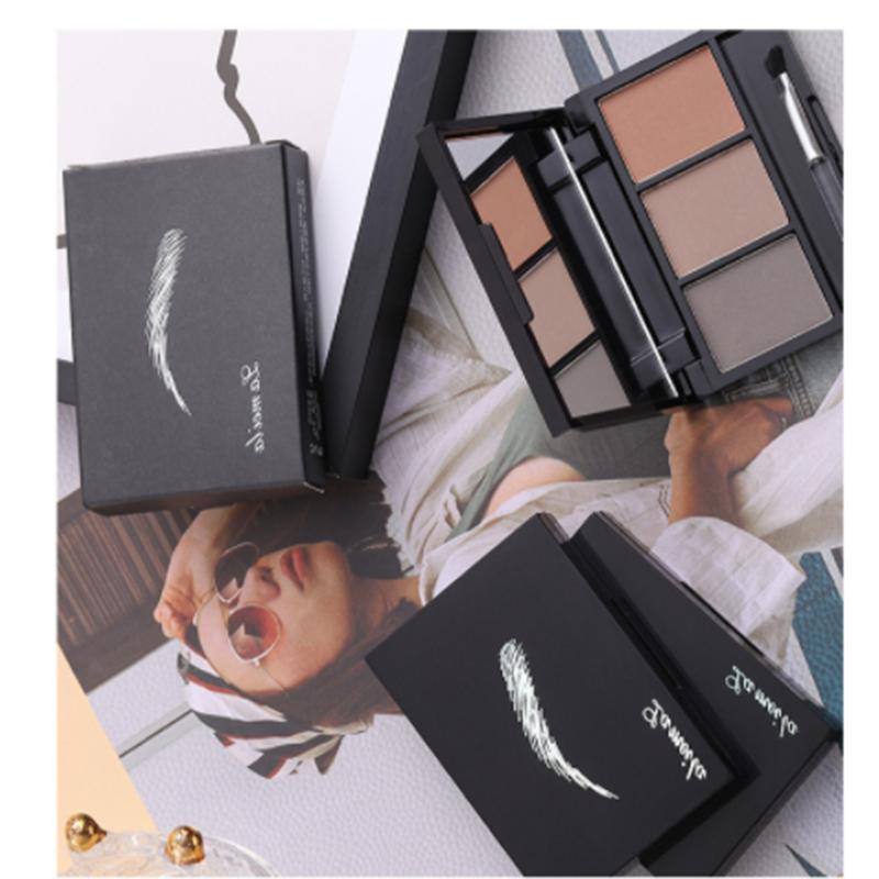 Трехцветный лоток для пудры для бровей, водонепроницаемый, не выцветающий, светлый для мужчин и женщин, серый, против пота, не выцветающий, долговечный