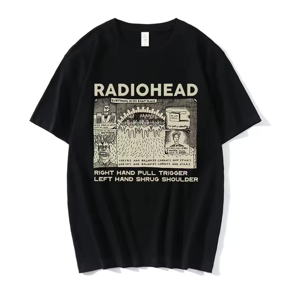 Vintage Classic Radiohead Printed Women's T-shirt North America Tour Rock T shirt Casual Men Top Harajuku Streetwear Tops Tees