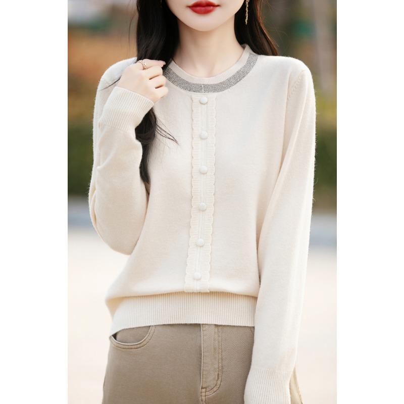 DAFIFY Женская мода повседневная осень-зима однотонный принт длинный рукав O-образный вырез свитера