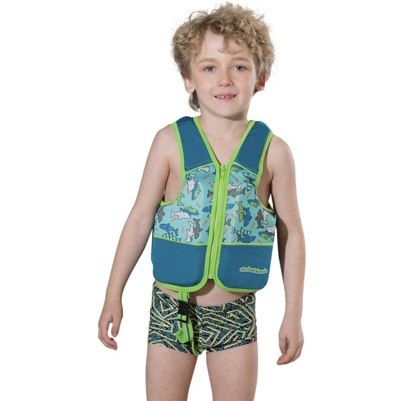 Summer Children Sleeveless Zipper Swim Life Jackets Kids Boys Girls Adjustable Life Vests Cartoon Balanced Flotation Swimsuit