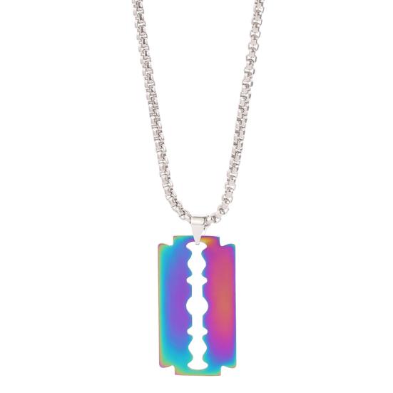 Стильные геометрические подарки на день рождения из нержавеющей стали для женщин и мужчин в форме лезвия свитер-цепочка ювелирные изделия для повседневной жизни кулон ожерелье