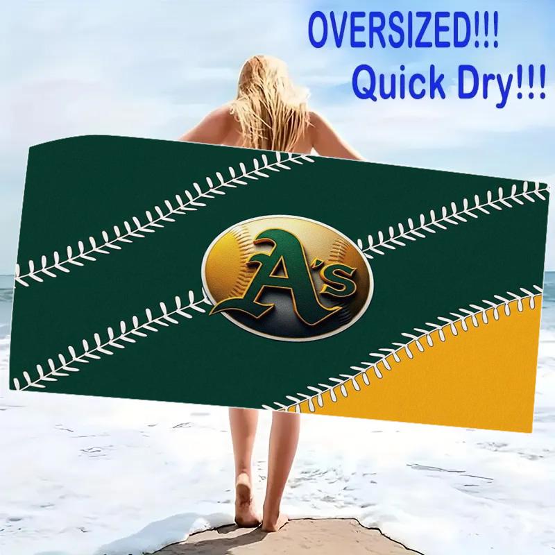 Oakland Athletics Print Beach Towel, Large Soft Quick Dry Towel for Beach Camping Swimming