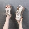 Thick Bottom Sandals Muffin Soft Bottom Mid Heel Fashion Outer Wear Lace Up Sandals