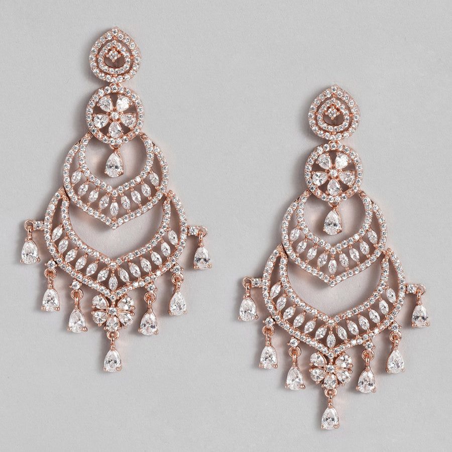 Женские серьги Estele с блестящими подвесками из розового золота с CZ