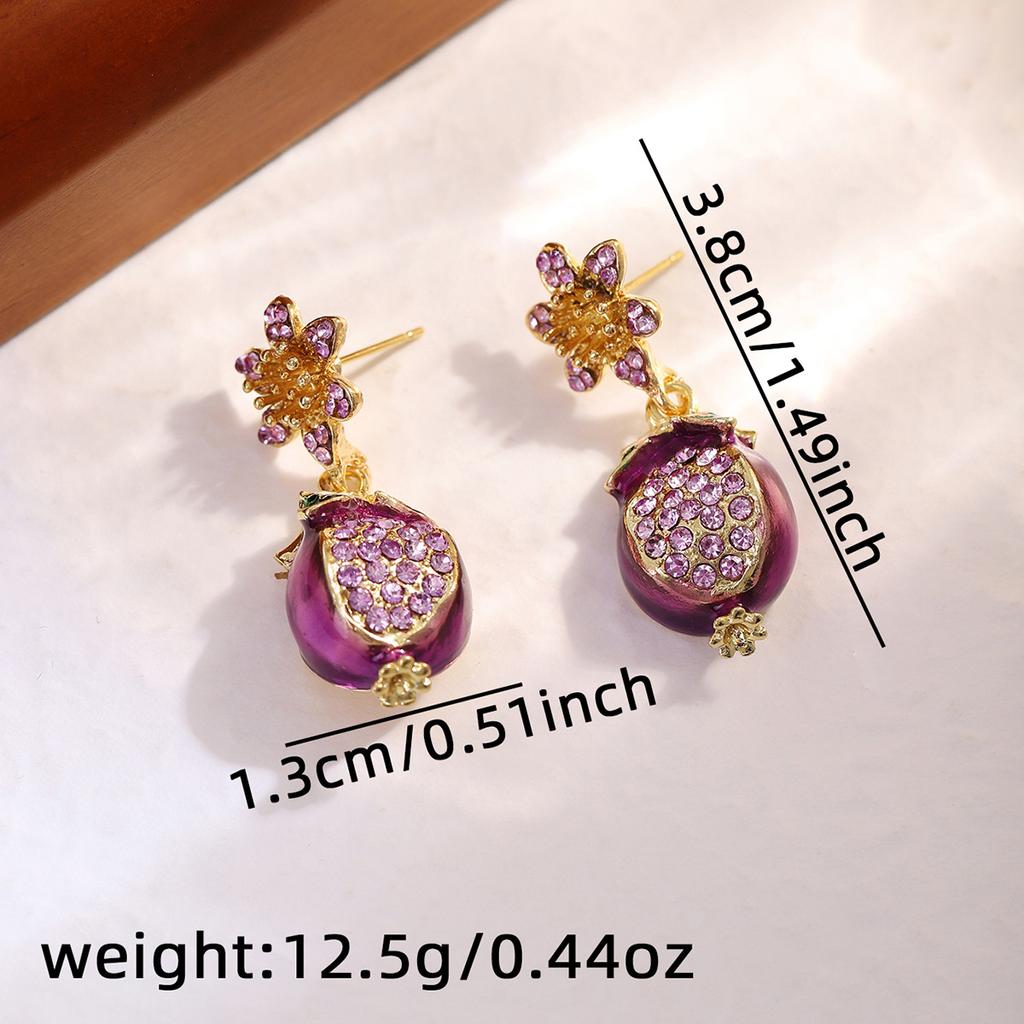 Бохо Женские Фиолетовый Камень Свадебные Украшения Винтажные Золотой Цвет Цветок Пусеты Серьги Для Женщин