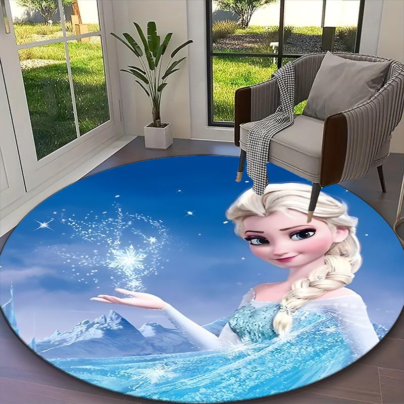 [Frozen Olaf Printed Carpet] Non-slip Office Rug, Cozy Round Carprt for Living Room Use, Soft Home Sofa Chair Mat