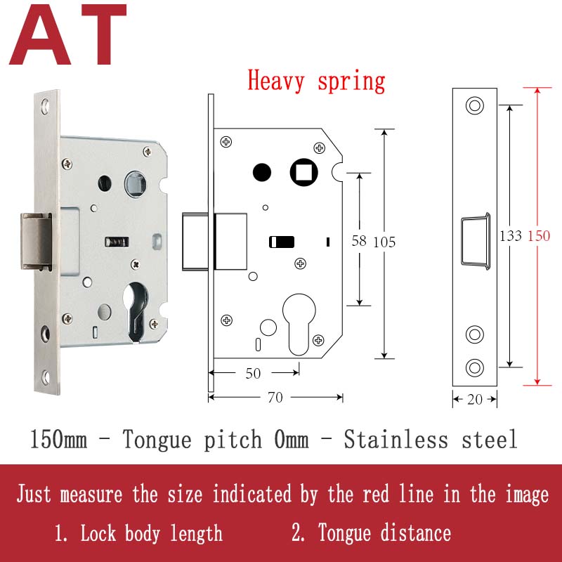 Stainless Steel Lock Body Lock Core Indoor Bedroom Lock Tongue Lock Universal Type Room Household Silent Wooden Door Lock