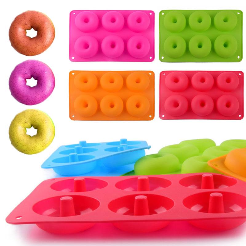 Модная форма для выпечки кексов, мыла, шоколада, бытовая форма для выпечки, антипригарное покрытие, 6 отверстий, подарки для вечеринок с кексами, многоразовый кухонный инструмент, силиконовая форма для пончиков