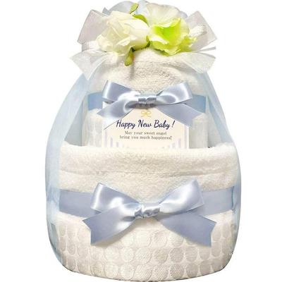 [KanonBabys] Торт из подгузников - Мальчик - Imabari Organic - 2 яруса - Размер S (х 22) - синий