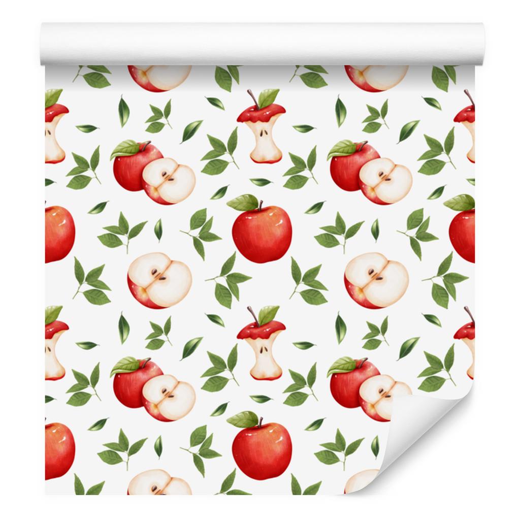 Apple Wallpaper White, Lime and Coral for Living Room and Bedroom 50x1000