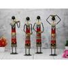 Handmade Handcrafted Wrought Iron Tribal Village Lady Doll Nerga Worker Showpiece Items for Home Décor (Length 3 Inch Height 13.5 Inch) Set of 4 Pcs