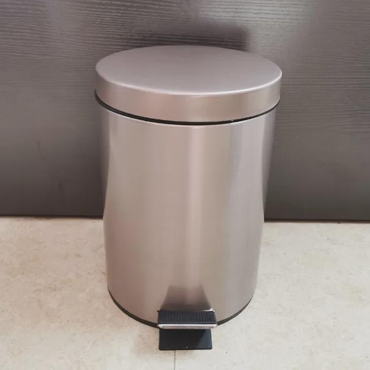 Круглый мусорный бак из нержавеющей стали с крышкой для дома или офиса
