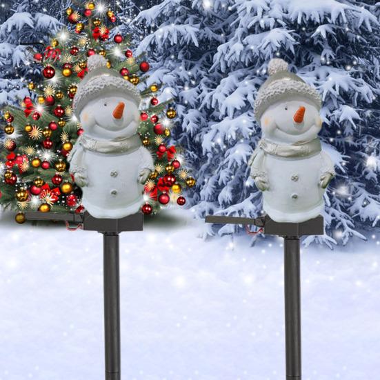 Снеговик Солнечный Светильник Светодиодный Солнечный Светильник Снеговик Водонепроницаемый Светильник Снеговик для Сада Патио Газон Рождественский Декор