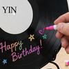 Erasable Vinyl Record Board DIY Graffiti Clock Ornament, Reusable Blank Acrylic Retro Tabletop Hanging Display Wall Decor with Stand, Personalized
