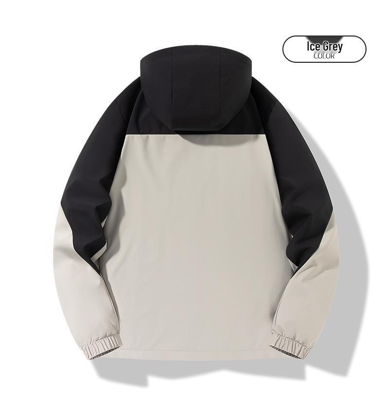Унисекс водонепроницаемая outdoor куртка с капюшоном в стиле color block для весенне-осеннего альпинизма