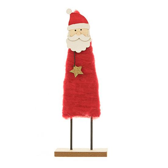 Christmas Tabletop Decoration Plush Wool Felt Reindeer Santa Tree Figurine with Wooden Base for Winter Tiered Tray Mantel Decor