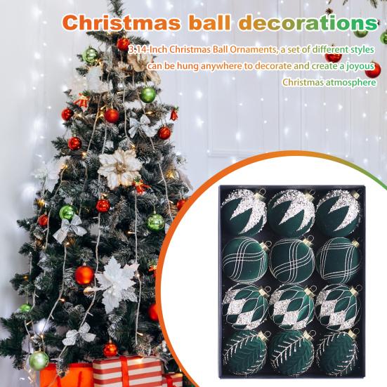 12 шт. Рождественские шары, украшения, небьющиеся пластиковые рождественские елочные подвесные безделушки для праздника