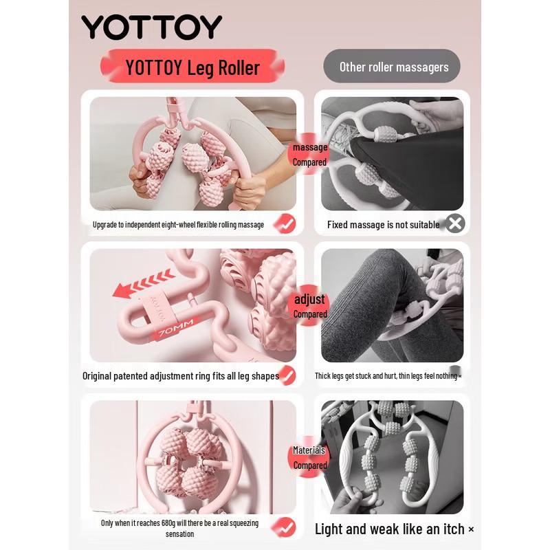 Массажер для ног yottoy с 8 роликами на кольцевых ножках